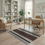 Brown Tan Vertical Striped Woven Rug