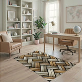 Tan Brown Woven Geometric Area Rug