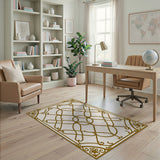 Elegant Gold Lattice Trellis Area Rug