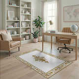 Traditional Persian Elegant Gold Ornate Floral Border Area Rug