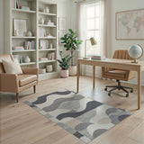 Modern Wavy Grey Abstract Area Rug