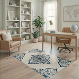 Blue and Teal Traditional Persian Navy Blue Ornate Medallion Area Rug