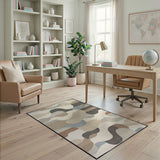 Beige and Neutral Modern Abstract Geometric Area Rug