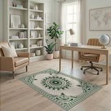 Ornate Green Mandala Persian Traditional Persian Area Rug