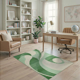 Wavy Green Abstract Green Area Rug