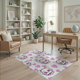 Kawaii Winged Cat Hearts Area Rug
