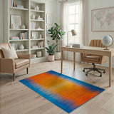 Blue-Orange Gradient Stripe Area Rug