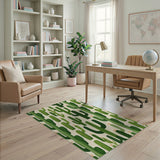 Whimsical Green Cactus Repeat Area Rug