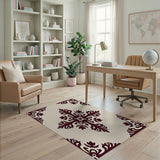 Beige and Neutral Ornate Maroon Floral Persian Area Rug