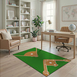 Green Baseball Diamond Green Area Rug
