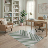 Sage Green Diagonal Stripe Area Rug