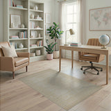 Beige and Neutral Beige Geometric Trellis Lattice Area Rug