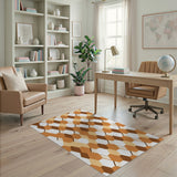 Modern Hexagon Brown Tan Area Rug