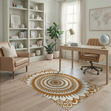 Orange Terracotta Mandala Persian Area Rug