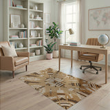 Tan Tribal Geometric Area Rug