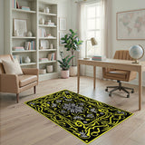 Ornate Yellow Floral Medallion Area Rug
