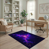 Cosmic Neon Lightning Purple Area Rug