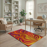 Fiery Swirl Abstract Area Rug