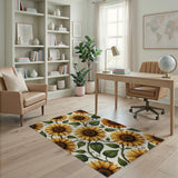 Yellow Sunflower Floral Area Rug