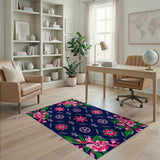 Navy Hibiscus Anchor Coastal Area Rug