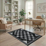Checkered Black White Checkered Geometric Area Rug