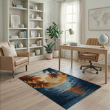 Sunset Palms Over Teal Ocean Area Rug