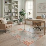 Beige Coral Berry Teal Leaf Area Rug
