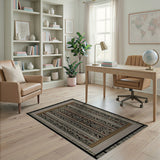 Black and White Heritage Tribal Heritage Tribal Black White Geometric Area Rug