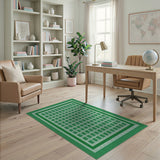 Vibrant Green Grid Geometric Geometric Modern Area Rug
