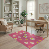 Whimsical Pink Daisy Area Rug