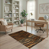 Wavy Tiger Stripe Brown Area Rug
