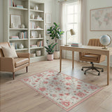 Elegant Pink Peony Floral Area Rug