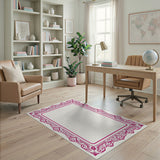 Pink Border Ornate Pink Floral Border Area Rug