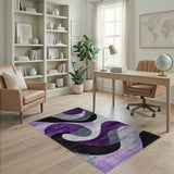 Purple Wave Abstract Abstract Area Area Rug
