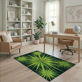 Vibrant Lime Starburst Geometric Area Rug