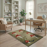 Whimsical Red Mushroom Forest Rug