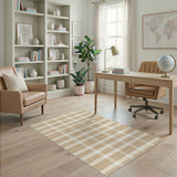 Beige Tan Plaid Checkered Area Rug