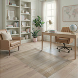 Beige Textured Geometric Stripe Area Rug