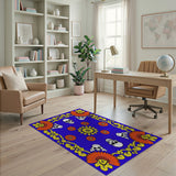 Vibrant Blue Skull Marigold Area Rug