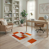 Modern Orange Geometric Block Area Rug