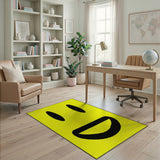 Yellow Yellow Smiley Face Cartoon Area Rug