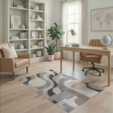 Modern Abstract Grey Geometric Area Rug