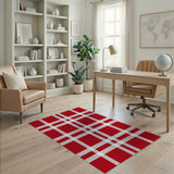 Bold Red White Plaid Area Rug