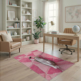 Geometric Modern Vibrant Pink Geometric Shag Area Rug