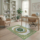 Ornate Green Star Medallion Persian Rug