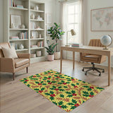 Festive Yellow Holly Berry Pattern Area Rug
