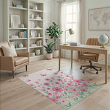 Whimsical Pink Daisy Butterfly Area Rug