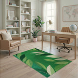 Green Vibrant Green Leaf Geometric Area Rug