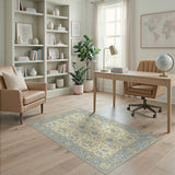 Exquisite Blue Floral on Ivory Area Rug