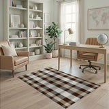 Brown Tan Plaid Rustic Farmhouse Rug